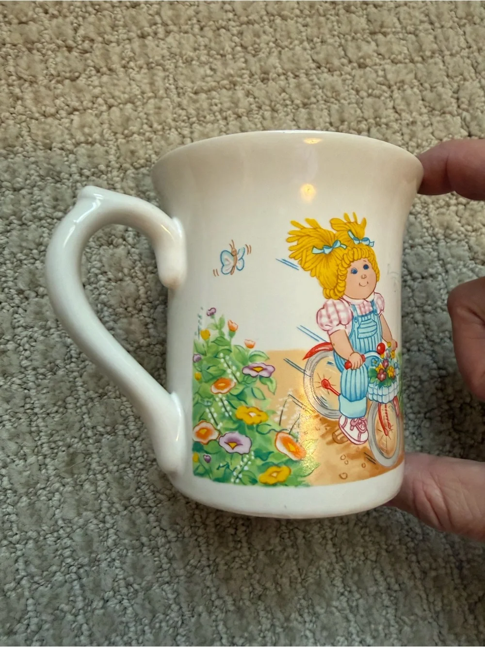 Cabbage Patch Kids Coffee Mug picnic bicycle Vintage 1984